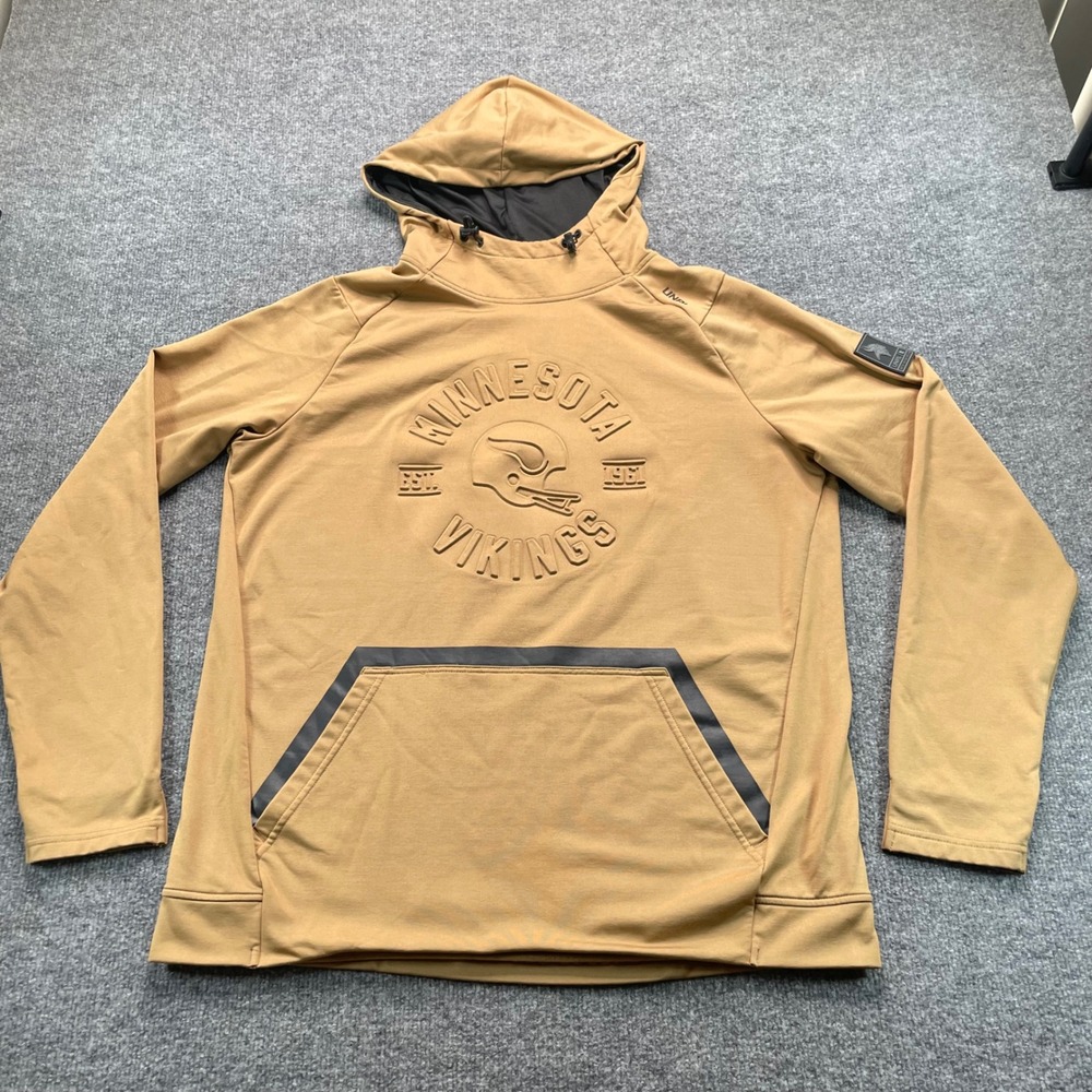 UNRL Minnesota Vikings Hoodie Mens Large Tan Embossed Limited Edition Collab